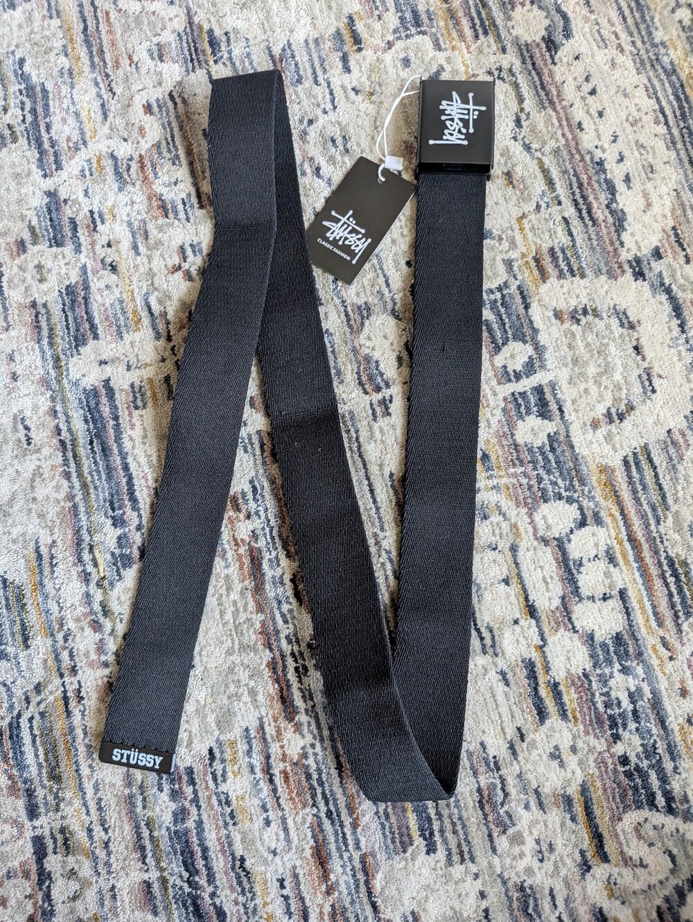 STÜSSY Black Web Belt Logo Buckle NWT – Approx. 45"